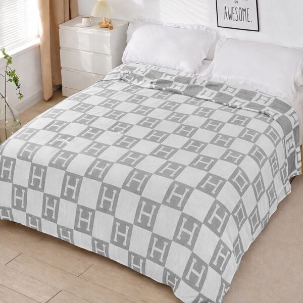 Літнє покривало «льон» – світло-сіра абстракція