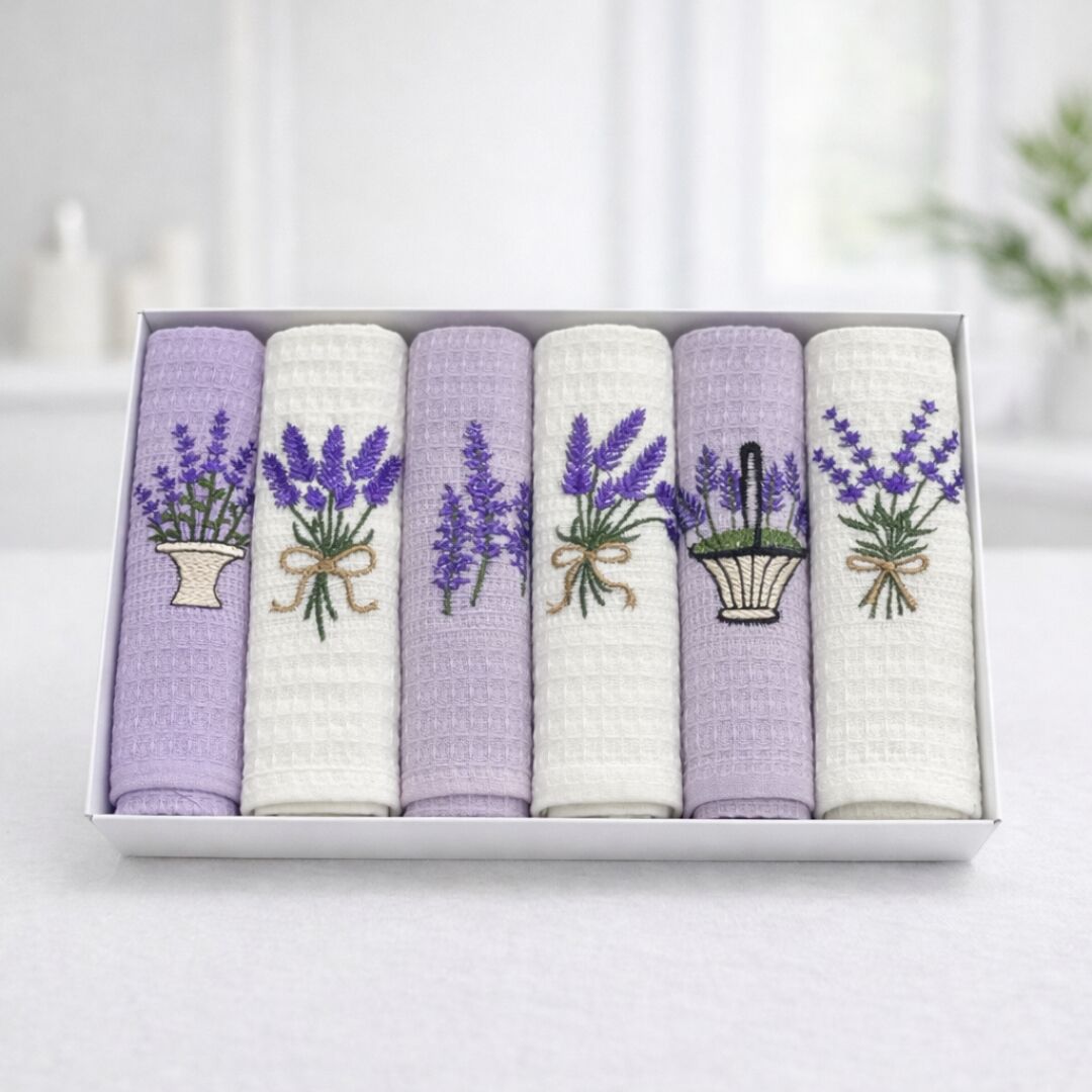 Набір вафельних кухонних рушників "лавандін" Набір вафельних кухонних рушників "лавандін"
