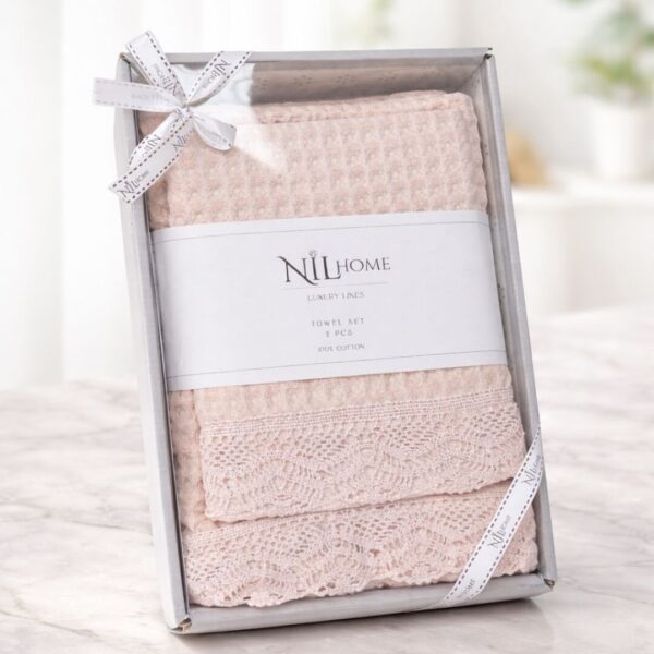 Набір вафельних банних рушників ajour – пудрові