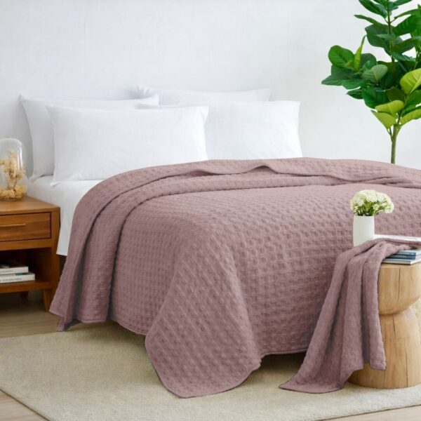 Вафельне покривало «контемп» – димчасто-рожевий