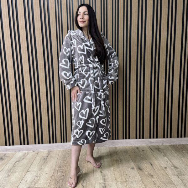 Жіночий плюш-халат – кавові серця