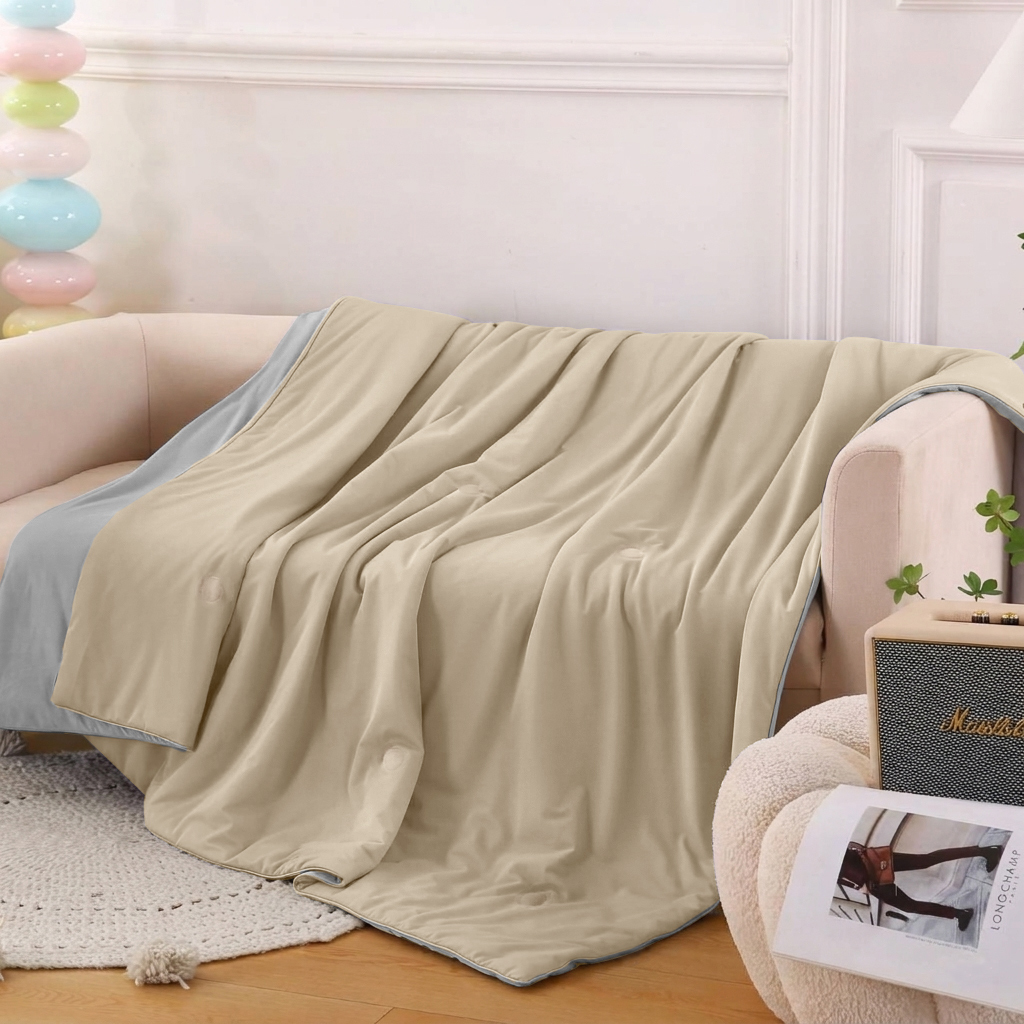 Літня ковдра "крижана спека" - бежево-сірий - photo-2 Літня ковдра "крижана спека" - бежево-сірий - photo-2