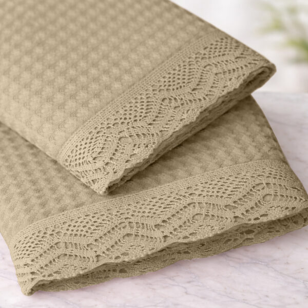 Набір вафельних банних рушників ajour – мигдальні