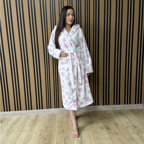 Жіночий плюш-халат – рожеві серця