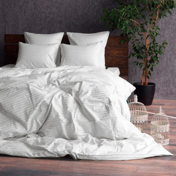 Комплект постільної білизни страйп-сатин Піно блан