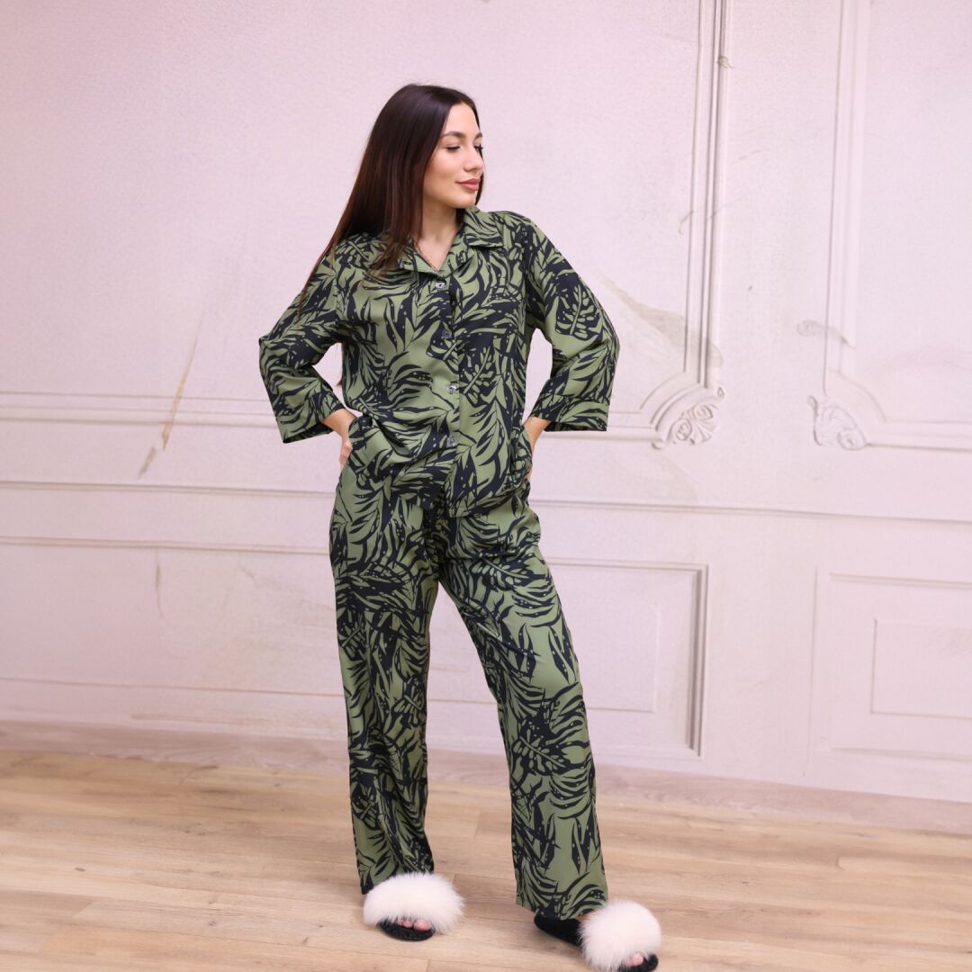 Костюм-піжама - оливка-принт Костюм-піжама - оливка-принт