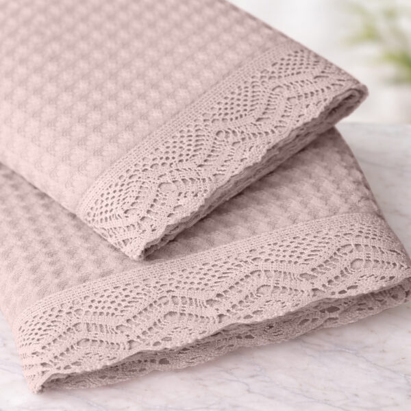 Набір вафельних банних рушників ajour – рожеві
