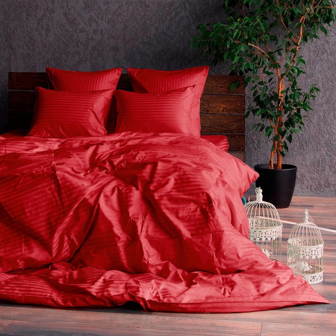 Комплект постільної білизни страйп-сатин Каберне Комплект постільної білизни страйп-сатин Каберне