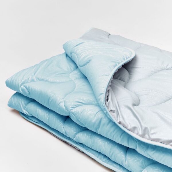 Ковдра мікрофібра дует – сріблястий/блакить