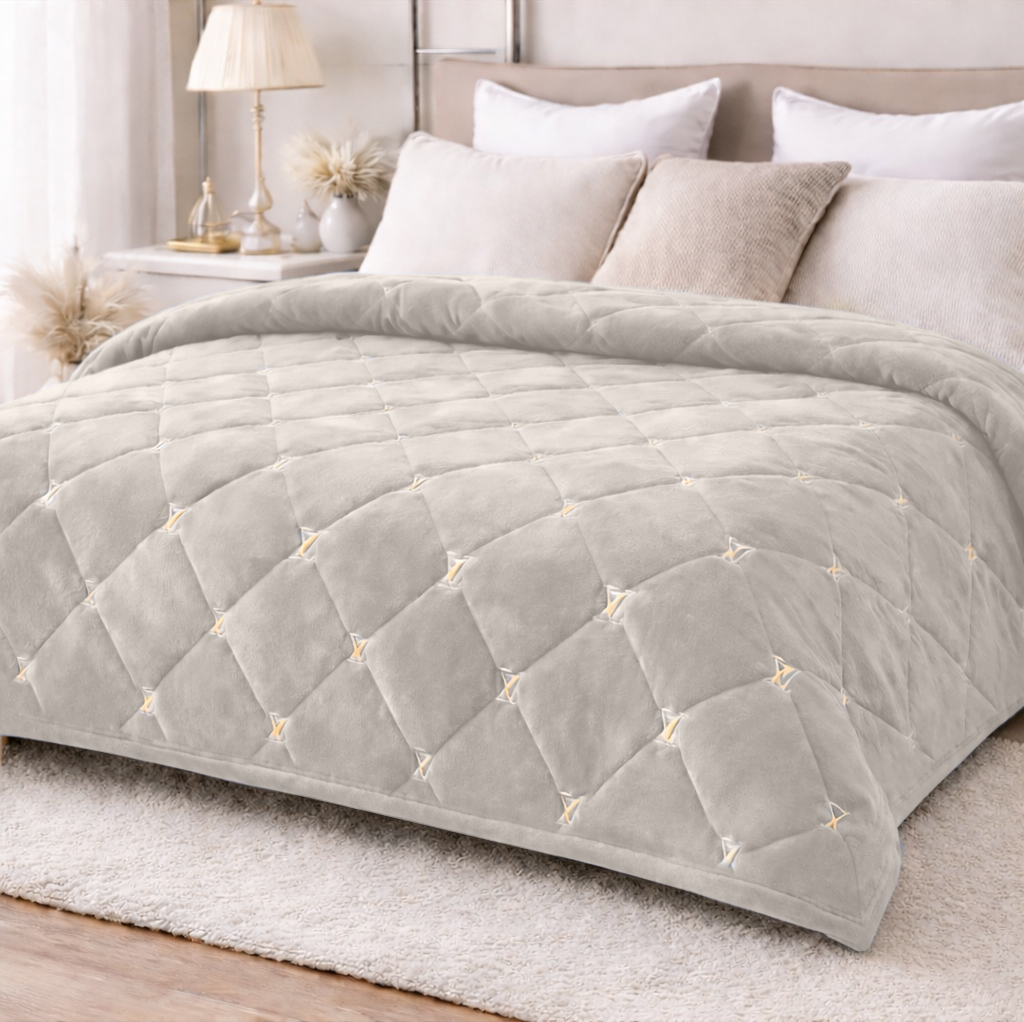 Велюрове покривало «луі» - бежевий - photo-2 Велюрове покривало «луі» - бежевий - photo-2