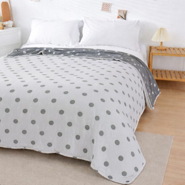Літнє покривало «льон» – темно-сірі горошки