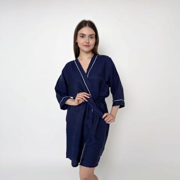 Жіночий софт-халат «люрекс» – синій