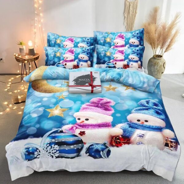 Комплект постільної білизни фланель Різдвяні сніговички