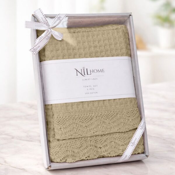 Набір вафельних банних рушників ajour – мигдальні Набір вафельних банних рушників ajour – мигдальні