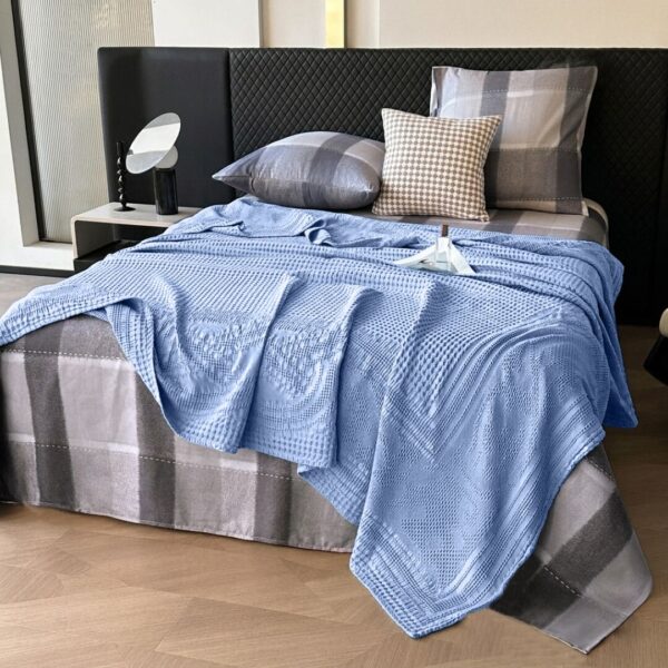 Вафельне покривало-плед «піке» – блакитний