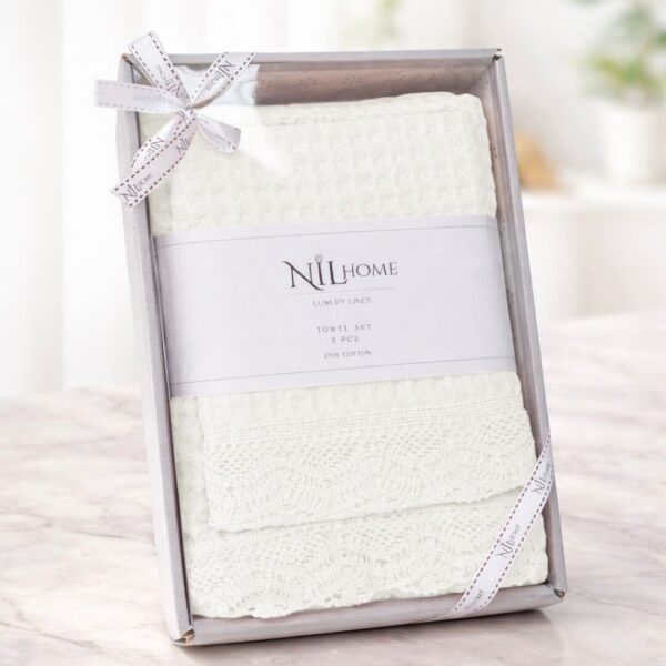 Набір вафельних банних рушників ajour – білі Набір вафельних банних рушників ajour – білі