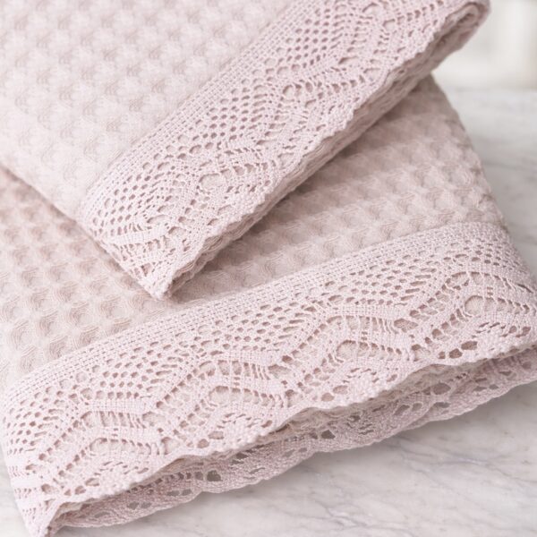 Набір вафельних банних рушників ajour – пудрові