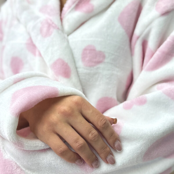 Жіночий плюш-халат – рожеві серця