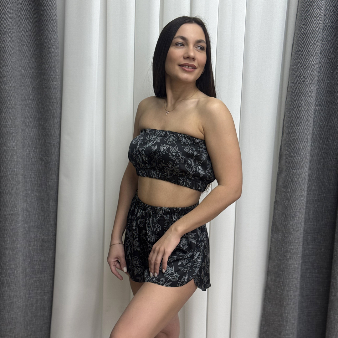 Шовковий комплект 3в1 - «нічна квітка» - photo-2 Шовковий комплект 3в1 - «нічна квітка» - photo-2