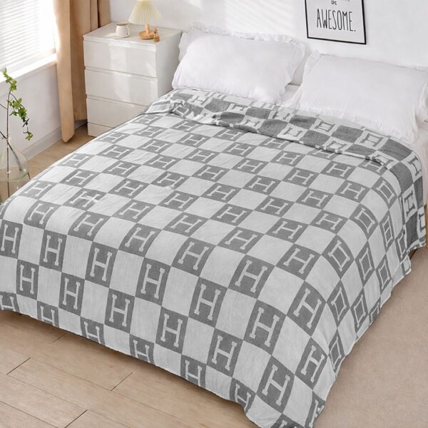 Літнє покривало «льон» – темно-сіра абстракція