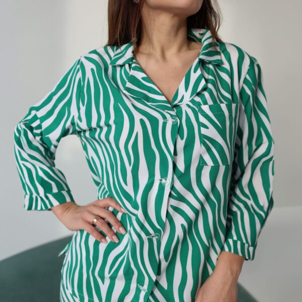 Софт-піжама зебра – зелено-біла