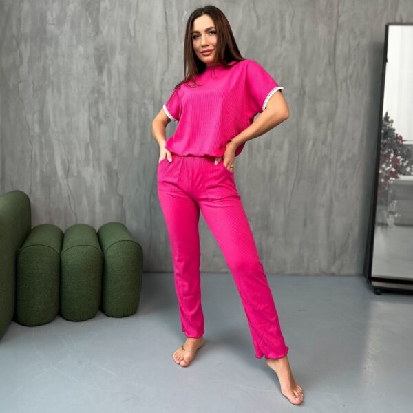 Трикотажний костюм-піжама “мустанг” – малиновий