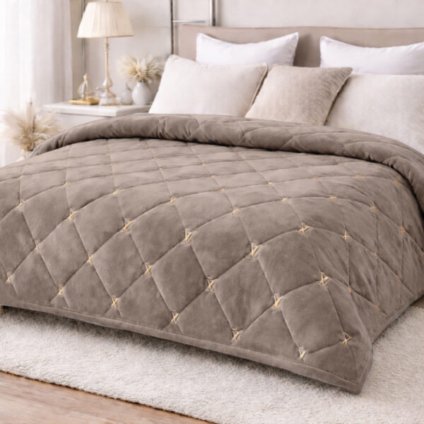 Велюрове покривало «луі» – карамель