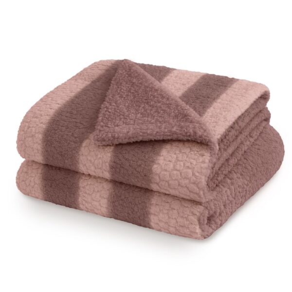 Плед-шерпа – коричнева смужка