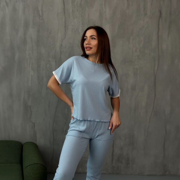 Трикотажний костюм-піжама “мустанг” – блакитний