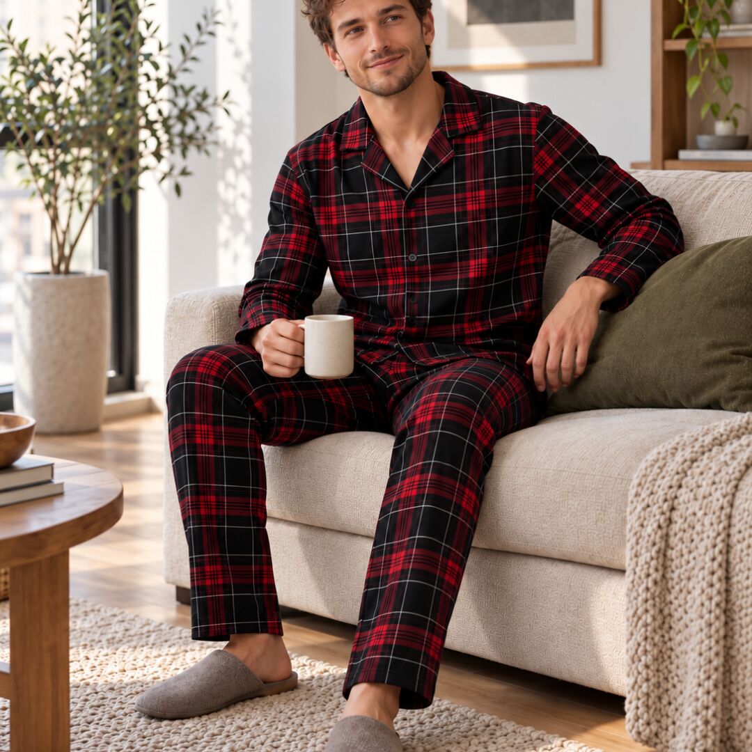 Чоловіча піжама фланель - темна шотландка Чоловіча піжама фланель - темна шотландка